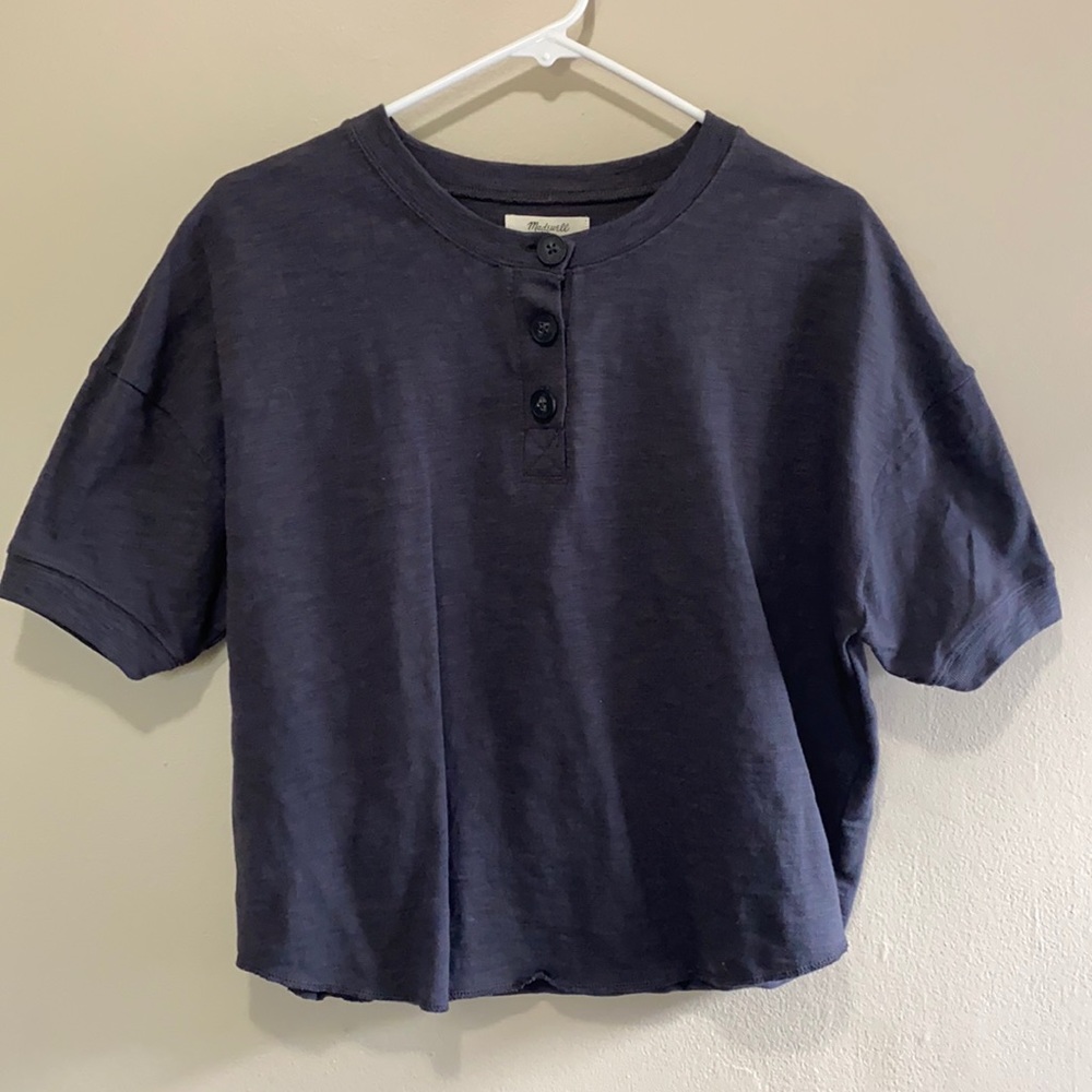 Dark Gray Madewell Button Crop Top - Sz Small NWT